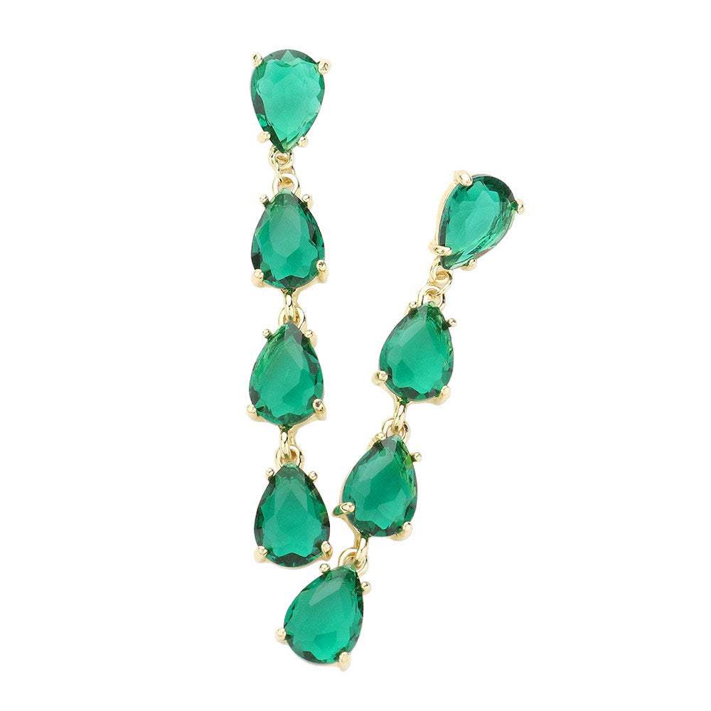 Teardrop Stone Link Dangle Evening Earrings - Madeline Love - Flyclothing LLC