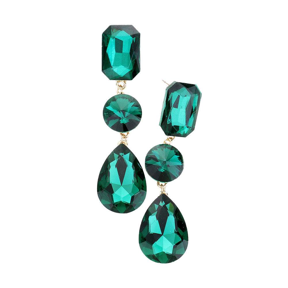 Triple Crystal Rhinestone Evening Earrings - Madeline Love - Flyclothing LLC