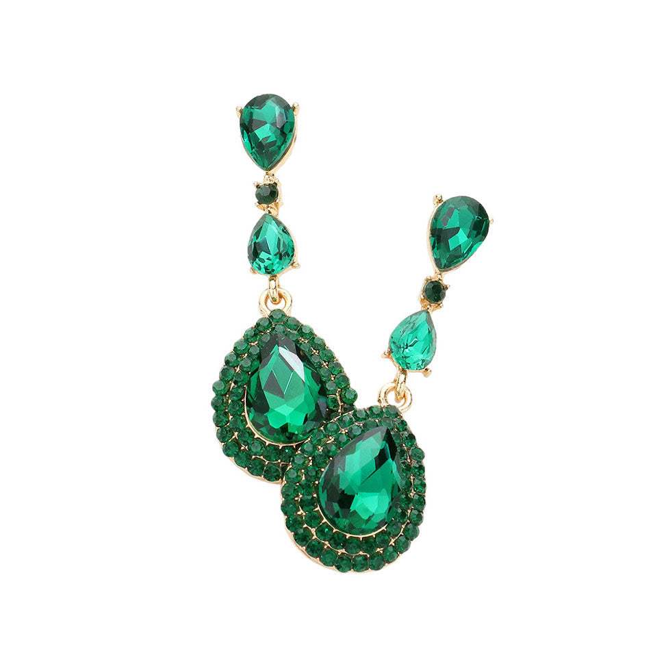 Triple Teardrop Stone Link Dangle Evening Earrings - Madeline Love - Flyclothing LLC