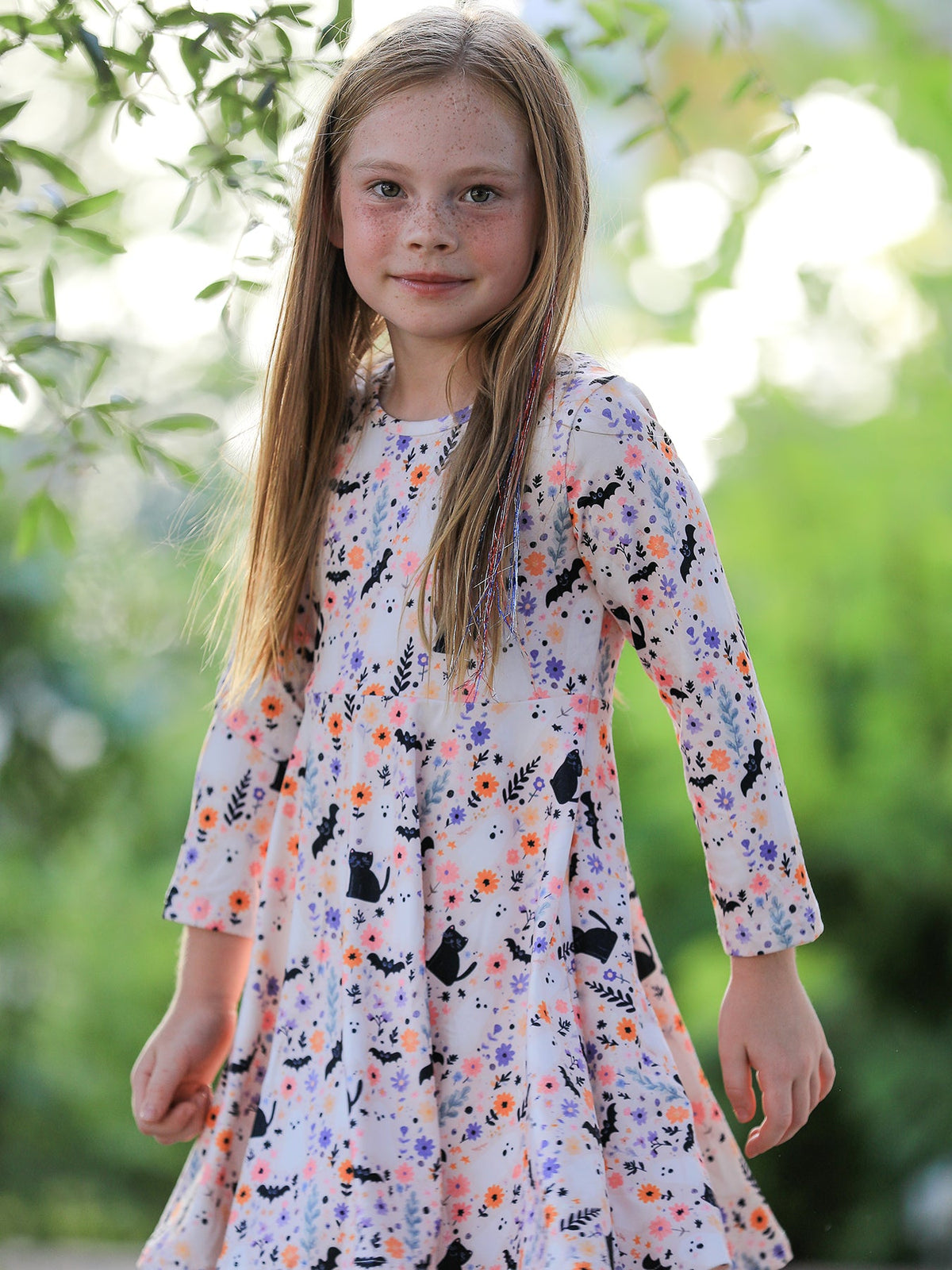 Halloween Black Cat Girls Twirl Dress - Rylee Faith Designs - Flyclothing LLC