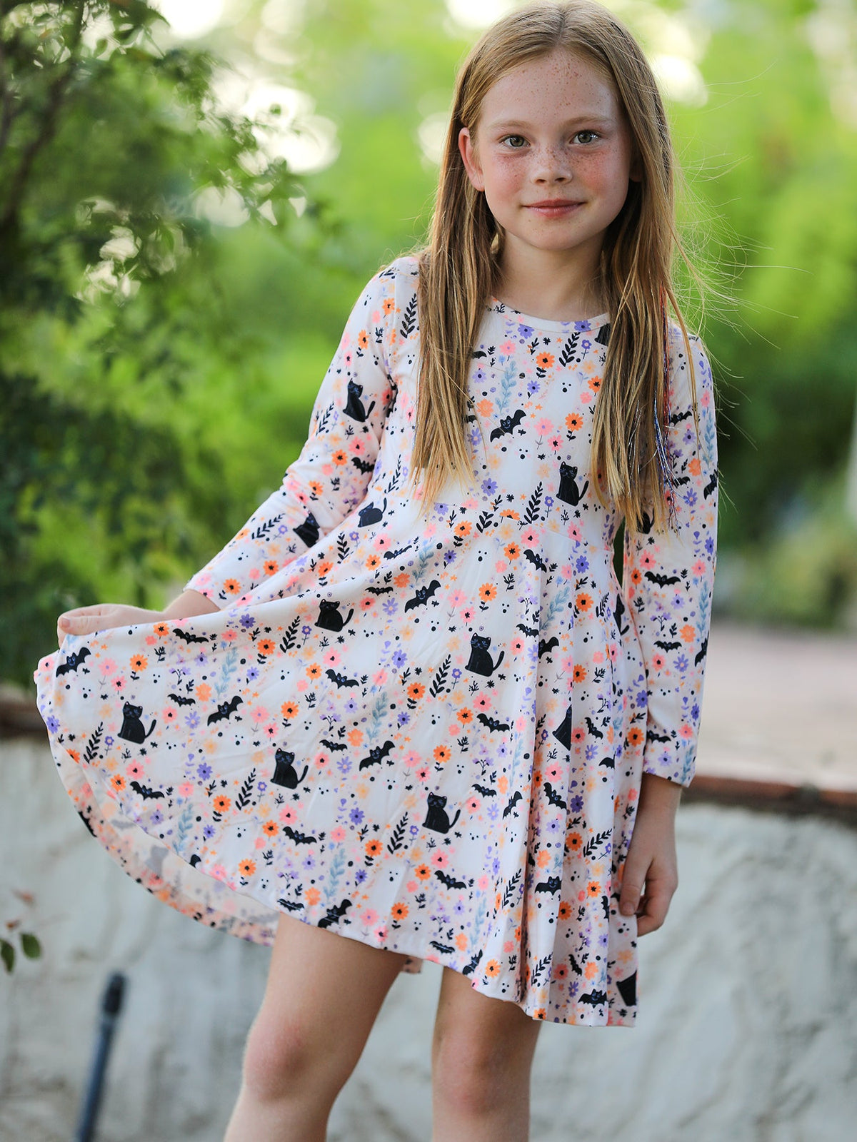 Halloween Black Cat Girls Twirl Dress - Rylee Faith Designs - Flyclothing LLC
