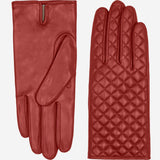 Emilia (red) - Classic Italian lambskin leather gloves with cashmere lining and checkered pattern