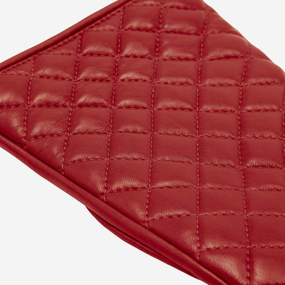 Emilia (red) - Classic Italian lambskin leather gloves with cashmere lining and checkered pattern