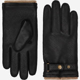 Emilio (black) – Luxurious deerskin gloves with cashmere lining and adjustable snap button