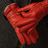 Emilio (orange) – Luxurious Italian deerskin gloves with cashmere lining and adjustable snap button - Leather Gloves Online - Flyclothing LLC