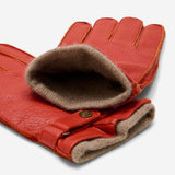 Emilio (orange) – Luxurious Italian deerskin gloves with cashmere lining and adjustable snap button - Leather Gloves Online - Flyclothing LLC