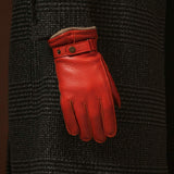 Emilio (orange) – Luxurious Italian deerskin gloves with cashmere lining and adjustable snap button - Leather Gloves Online - Flyclothing LLC