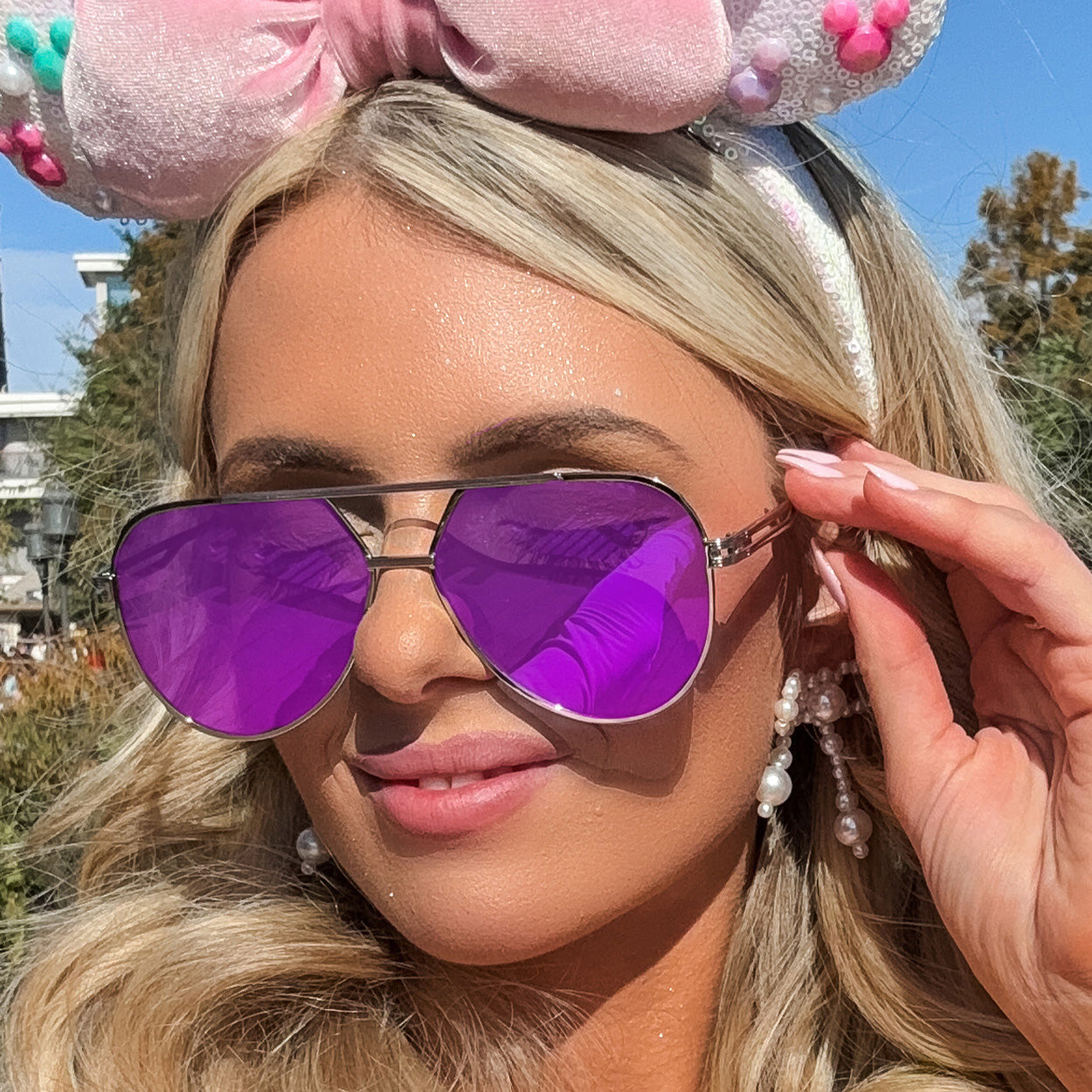 Untangled x Emily- Tangle Free - Mirrored Purple Aviator Sunglasses - TopFoxx - Flyclothing LLC