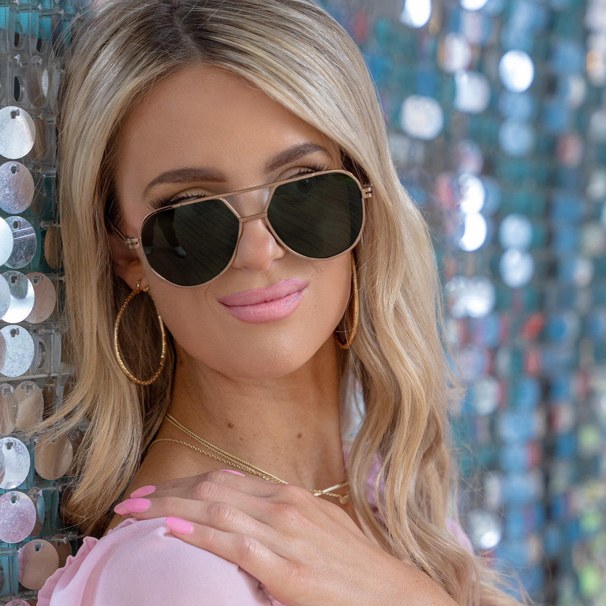 Untangled x Emily - Tangle Free - Olive Aviator Sunglasses - TopFoxx - Flyclothing LLC