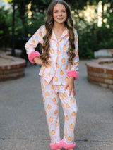 Halloween Thanksgiving Pumpkin Bow Fur Pajama Set - Rylee Faith Designs - Flyclothing LLC