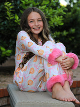 Halloween Thanksgiving Pumpkin Bow Fur Pajama Set - Rylee Faith Designs - Flyclothing LLC