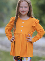 Fall Halloween & Thanksgiving Pumpkin Turkey Print Girls Long Sleeve Set - Rylee Faith Designs - Flyclothing LLC
