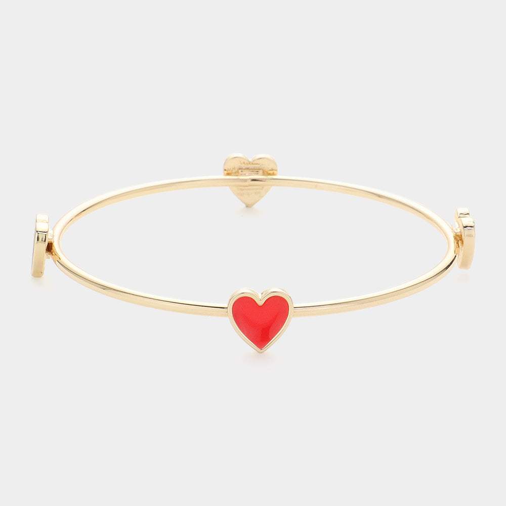 Enamel Heart Pointed Bangle Bracelet - Madeline Love - Flyclothing LLC