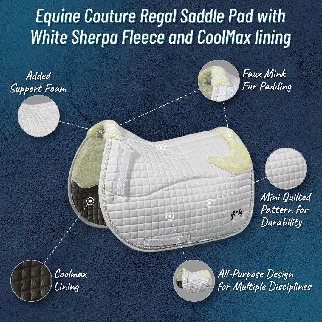 Equine Couture Regal Saddle Pad with White Sherpa Fleece and CoolMax lining - Breeches.com - Flyclothing LLC