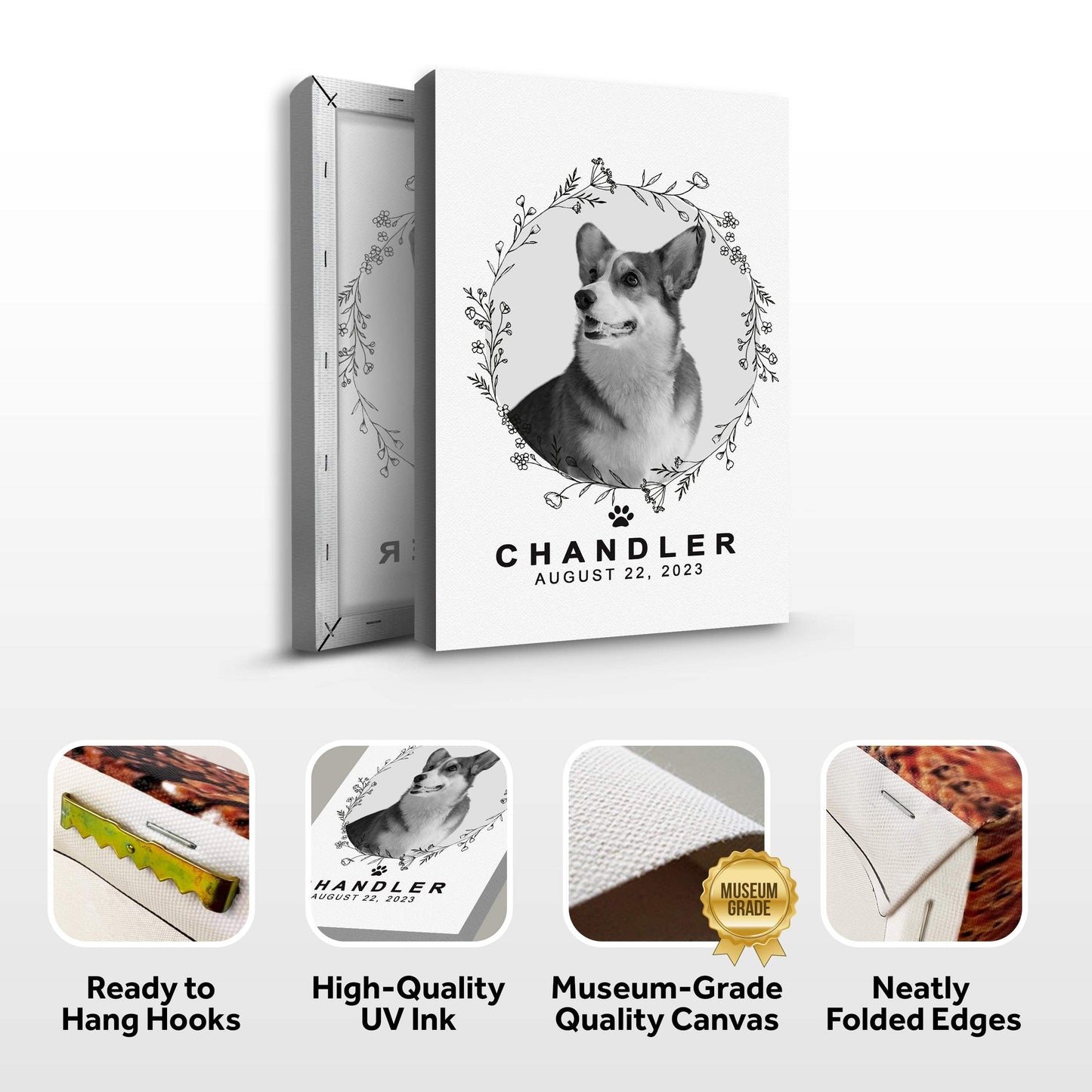Pet Memorial Portrait Monochrome Sign - Tailored Canvases - Flyclothing LLC