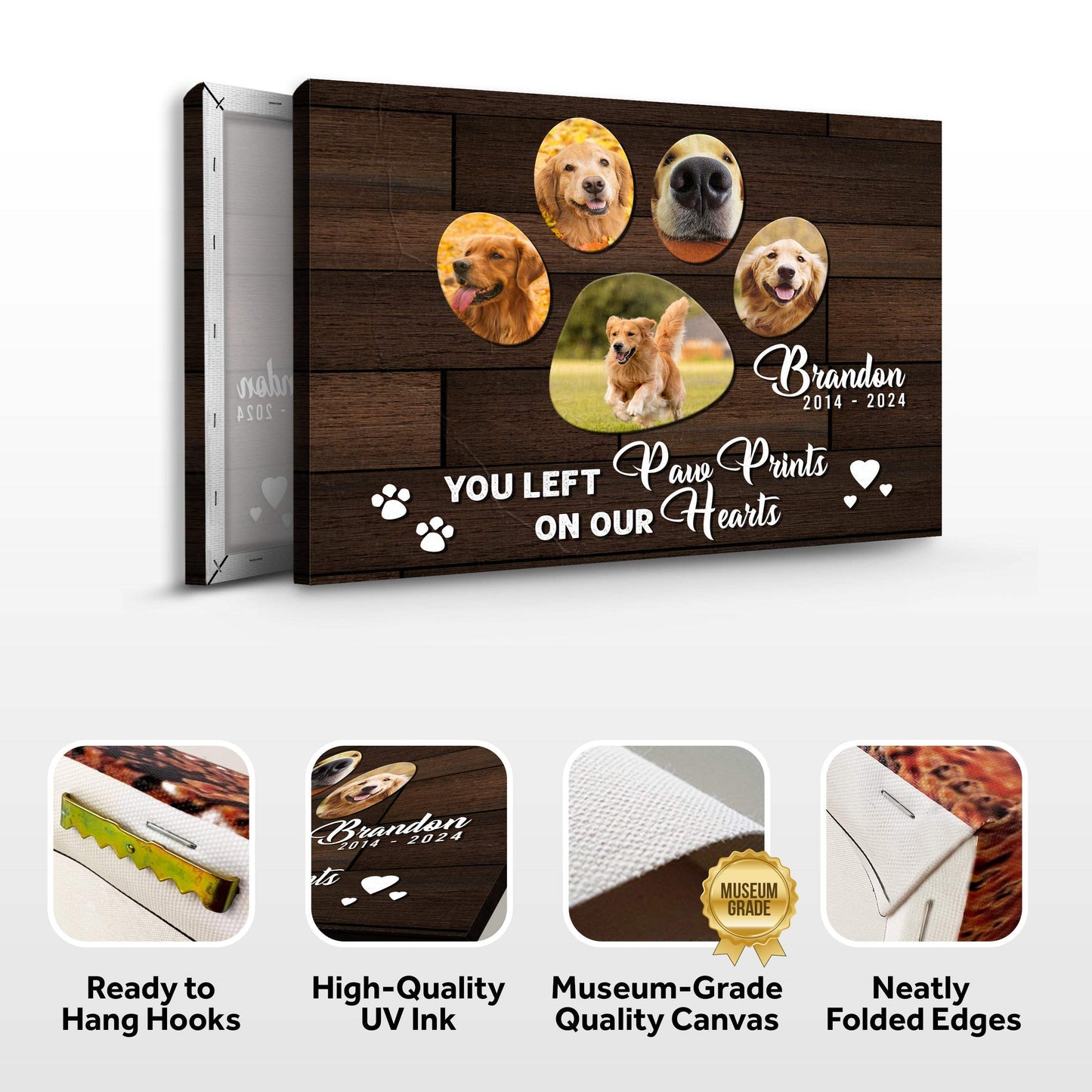 Pet Memorial Sign You Left Paw Prints On Our Hearts - Tailored Canvases - Flyclothing LLC