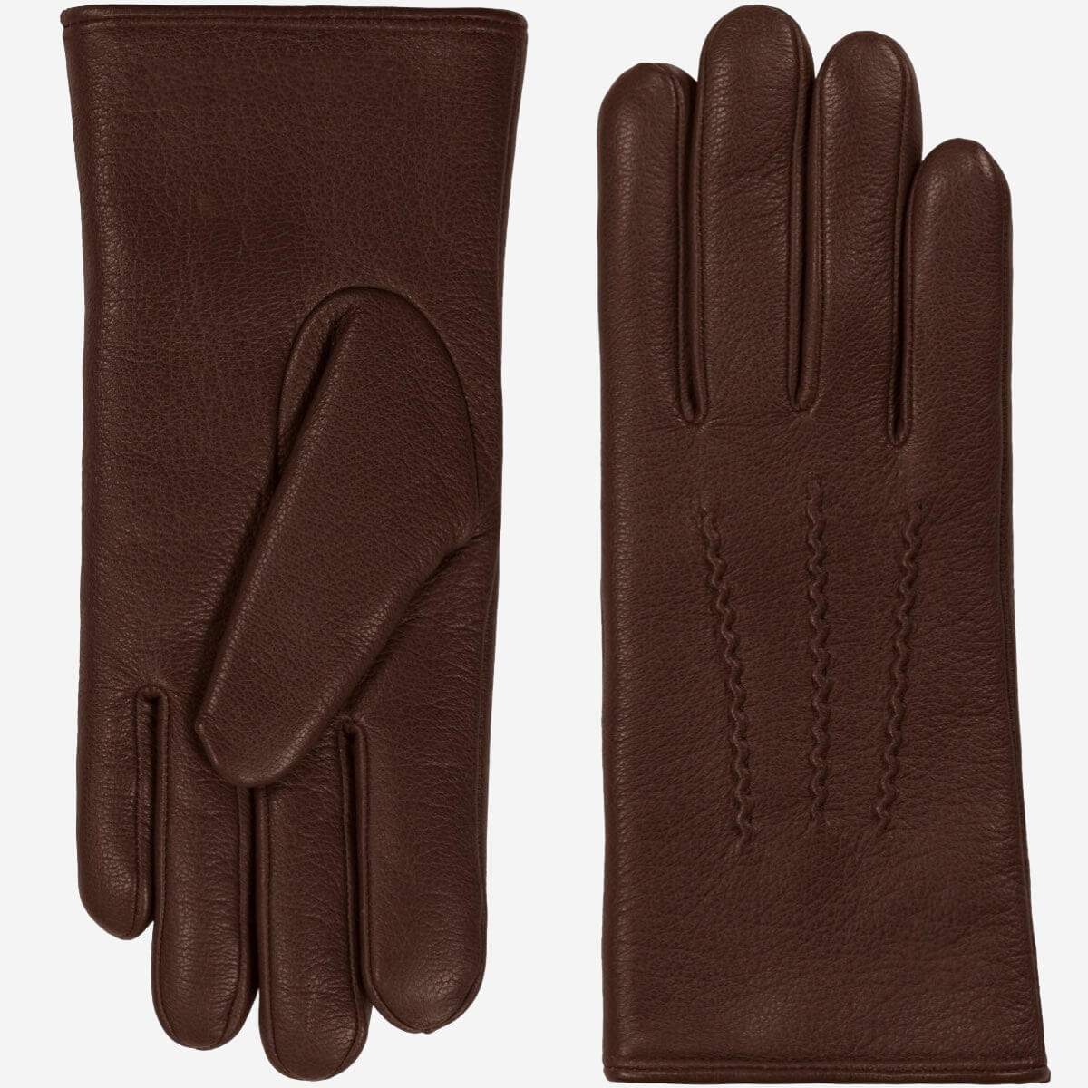 Evelyn (brown) - Goatskin leather gloves with soft lambswool lining and touchscreen feature