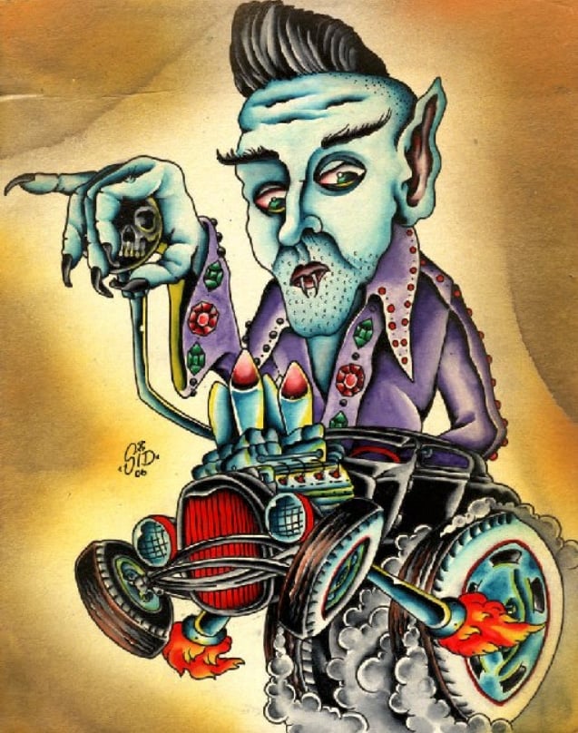Black Market Art Company Even Nosferatu likes Elvis Print