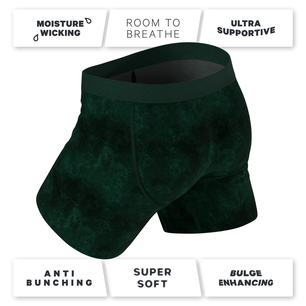 The Extravagance | Dark Green Velvet Ball Hammock Pouch® Boxer - Shinesty - Flyclothing LLC