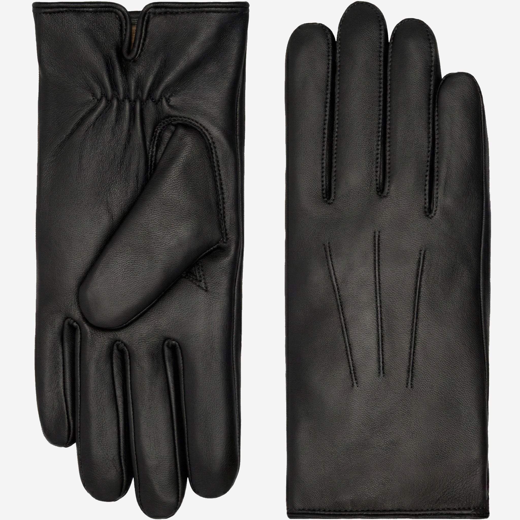 Ezra (black) - Lambskin leather gloves with warm rabbit fur lining and touchscreen feature - Leather Gloves Online - Flyclothing LLC