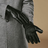 Ezra (black) - Lambskin leather gloves with warm rabbit fur lining and touchscreen feature - Leather Gloves Online - Flyclothing LLC