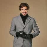 Ezra (black) - Lambskin leather gloves with warm rabbit fur lining and touchscreen feature - Leather Gloves Online - Flyclothing LLC