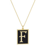 Gold Dipped Enamel Rectangle Monogram Pendant Necklace - Madeline Love - Flyclothing LLC