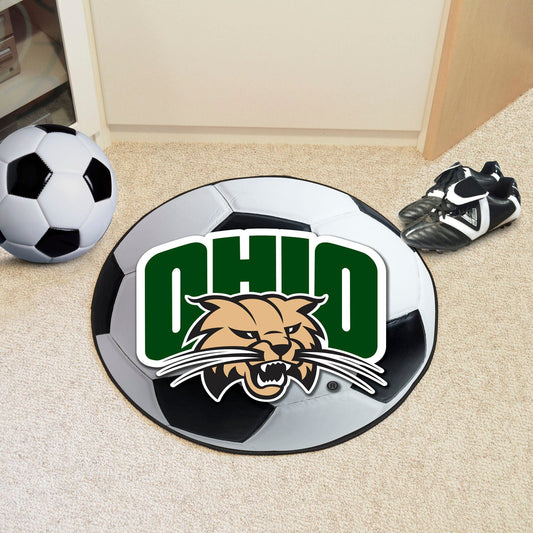 Ohio Bobcats Soccer Ball Rug - 27in. Diameter - Ohio