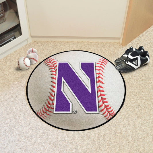 Northwestern Wildcats Baseball Rug - 27in. Diameter - Northwestern