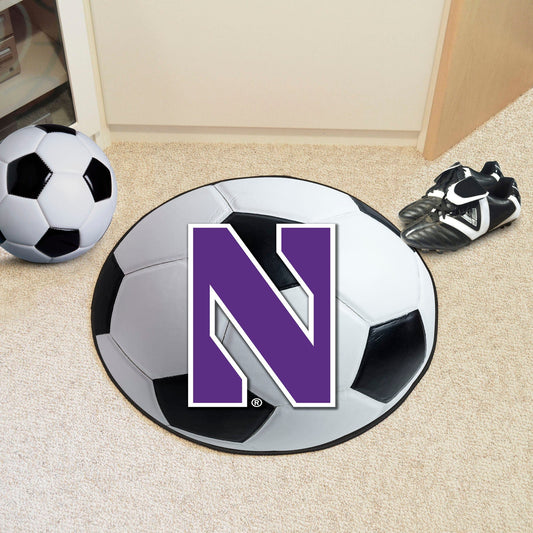 Northwestern Wildcats Soccer Ball Rug - 27in. Diameter - Northwestern