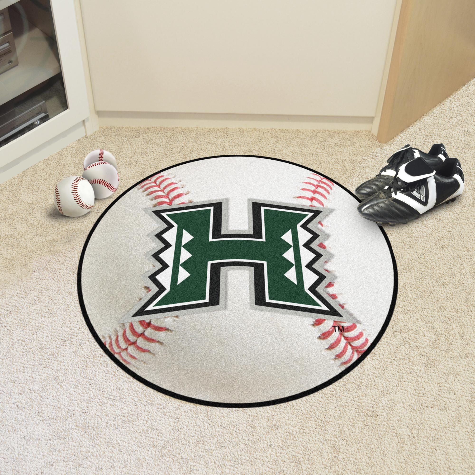 Hawaii Rainbows Baseball Rug - 27in. Diameter - Hawaii