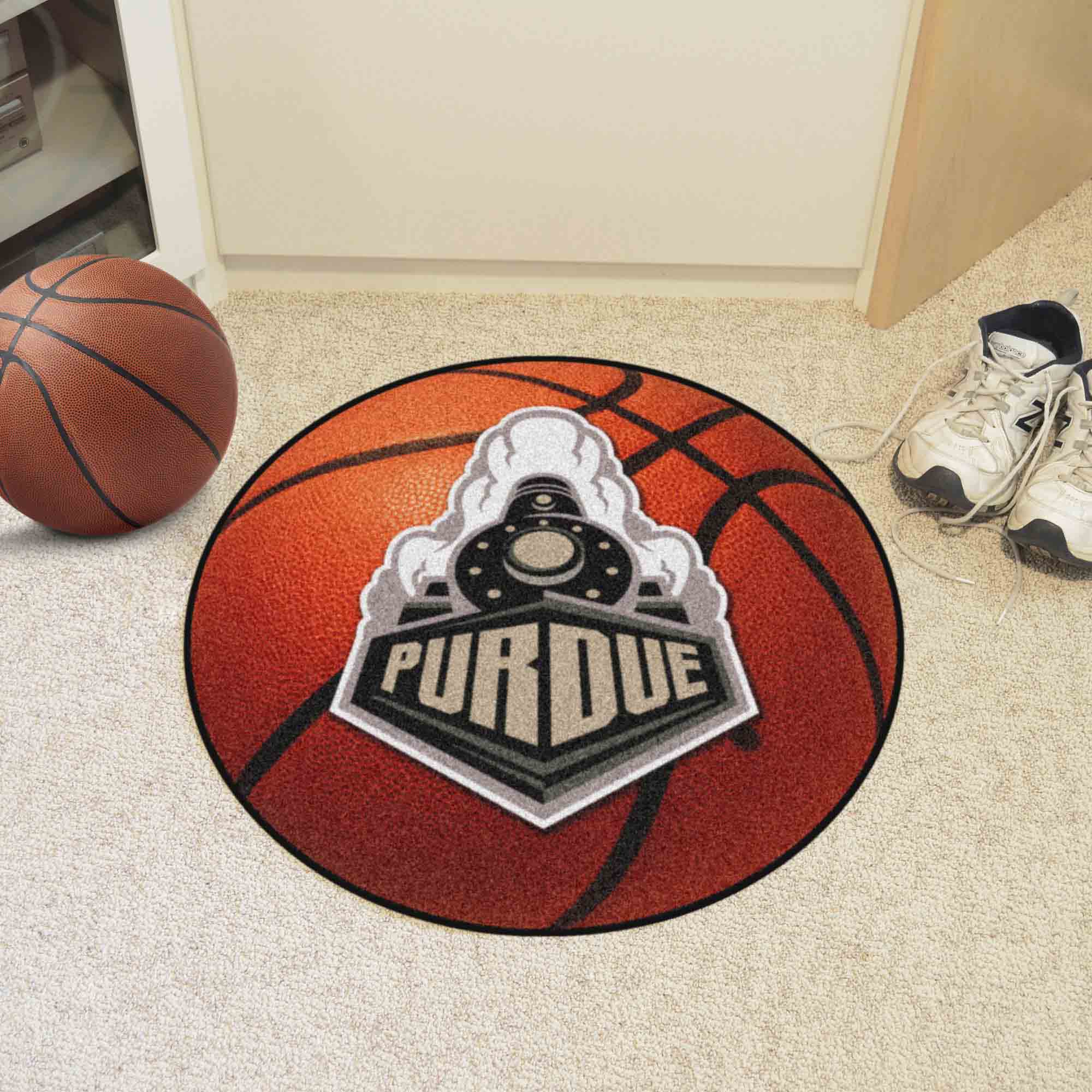 Purdue Boilermakers Basketball Rug - 27in. Diameter, Train Logo - Purdue