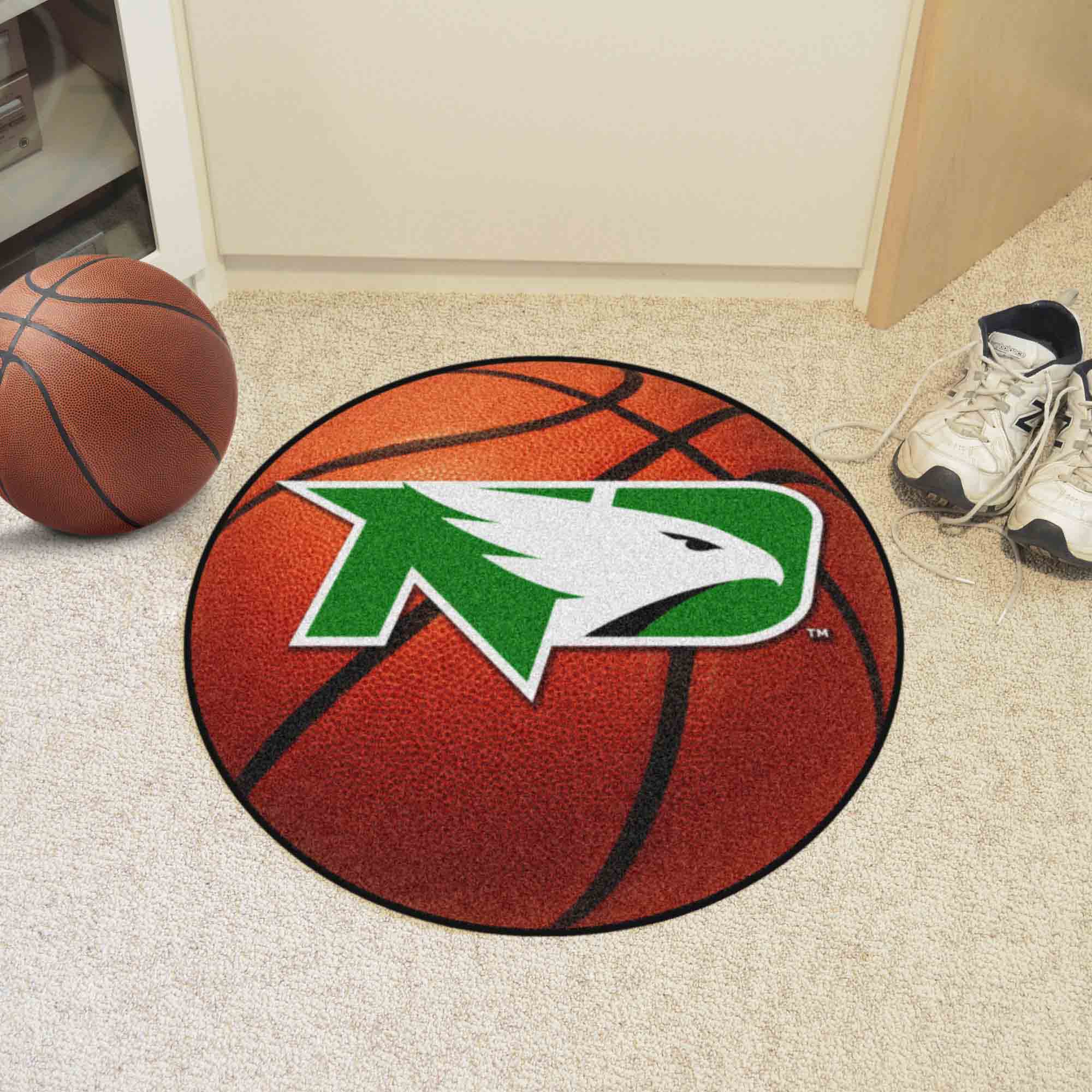North Dakota Fighting Hawks Basketball Rug - 27in. Diameter - North Dakota