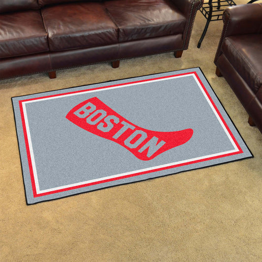 Boston Red Sox 4ft. x 6ft. Plush Area Rug 1908 Retro Logo - Boston Red Sox