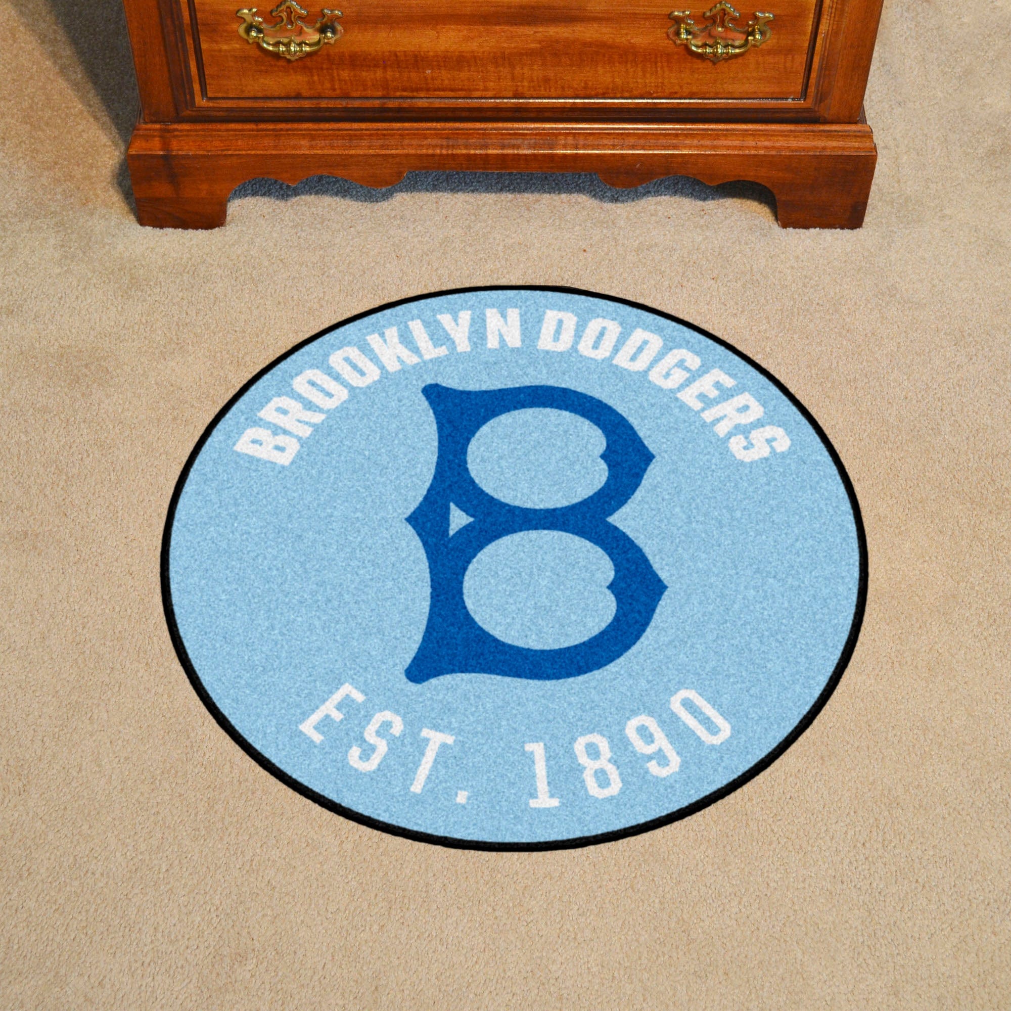 Brooklyn Dodgers Roundel Rug - 27in. Diameter 1944 Retro Logo - Brooklyn Dodgers