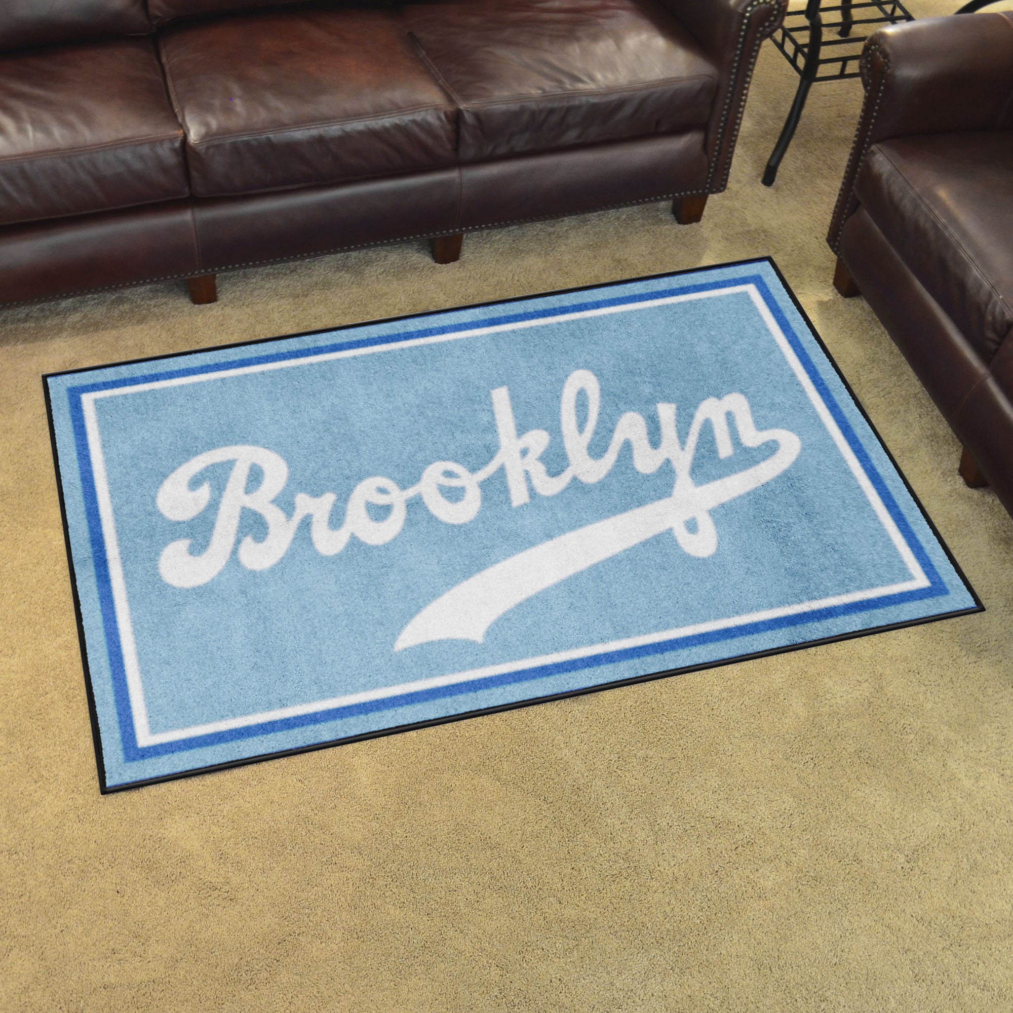 Brooklyn Dodgers 4ft. x 6ft. Plush Area Rug 1944 Retro Logo - Brooklyn Dodgers