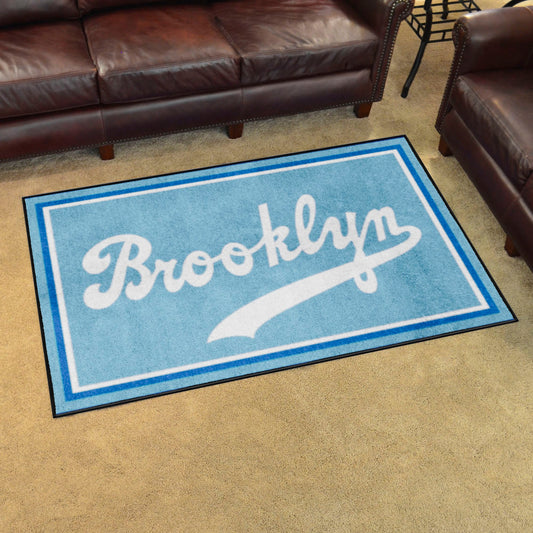 Brooklyn Dodgers 4ft. x 6ft. Plush Area Rug 1944 Retro Logo - Brooklyn Dodgers