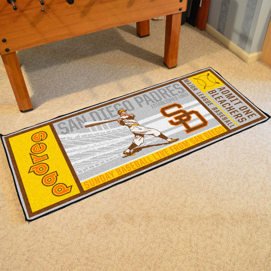 San Diego Padres Ticket Runner Rug - 30in. x 72in. - San Diego Padres