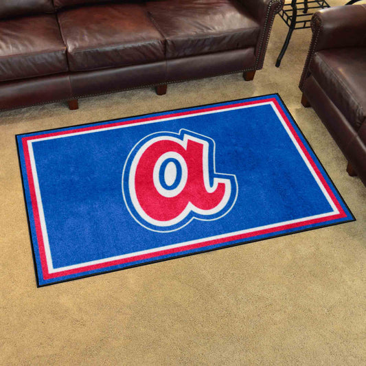 Atlanta Braves 4ft. x 6ft. Plush Area Rug 1974 Retro Logo - Atlanta Braves
