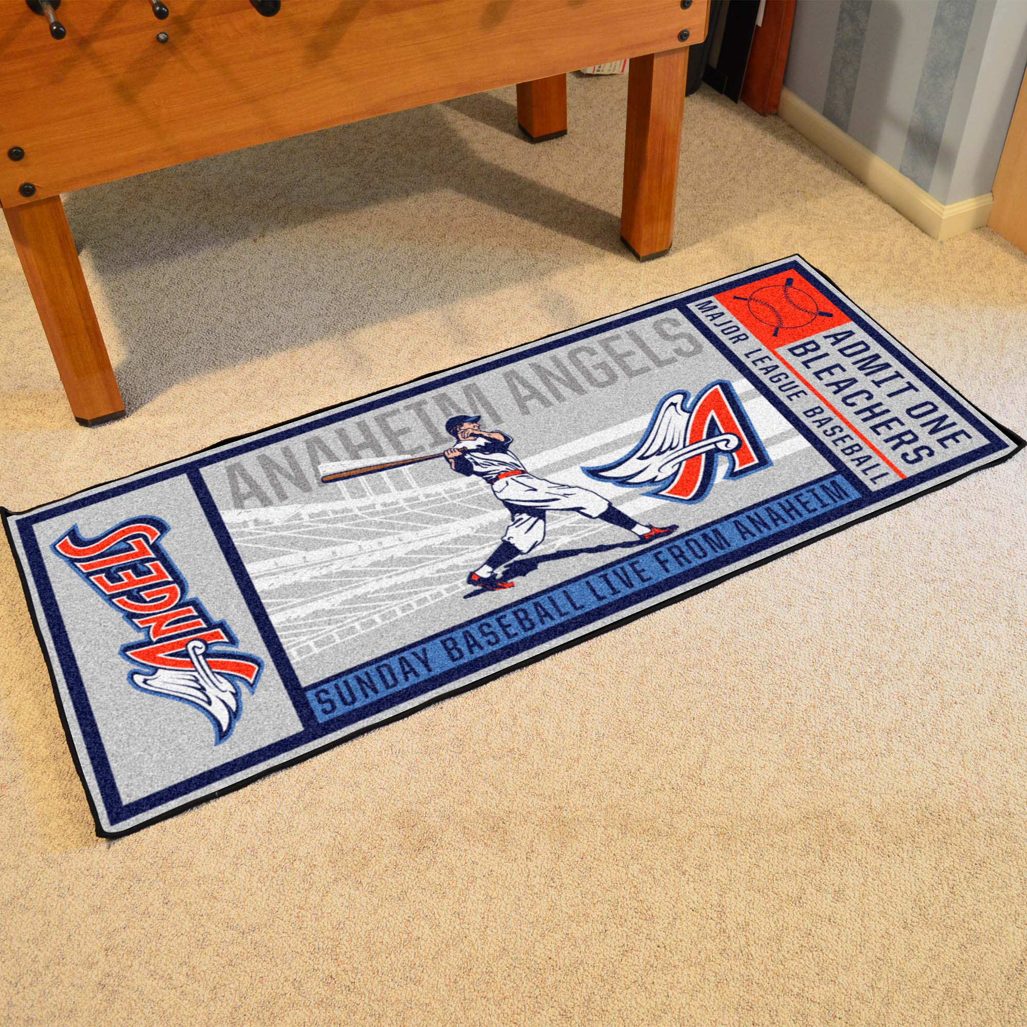 Anaheim Angels Ticket Runner Rug - 30in. x 72in. 1997 Retro Logo - Anaheim Angels
