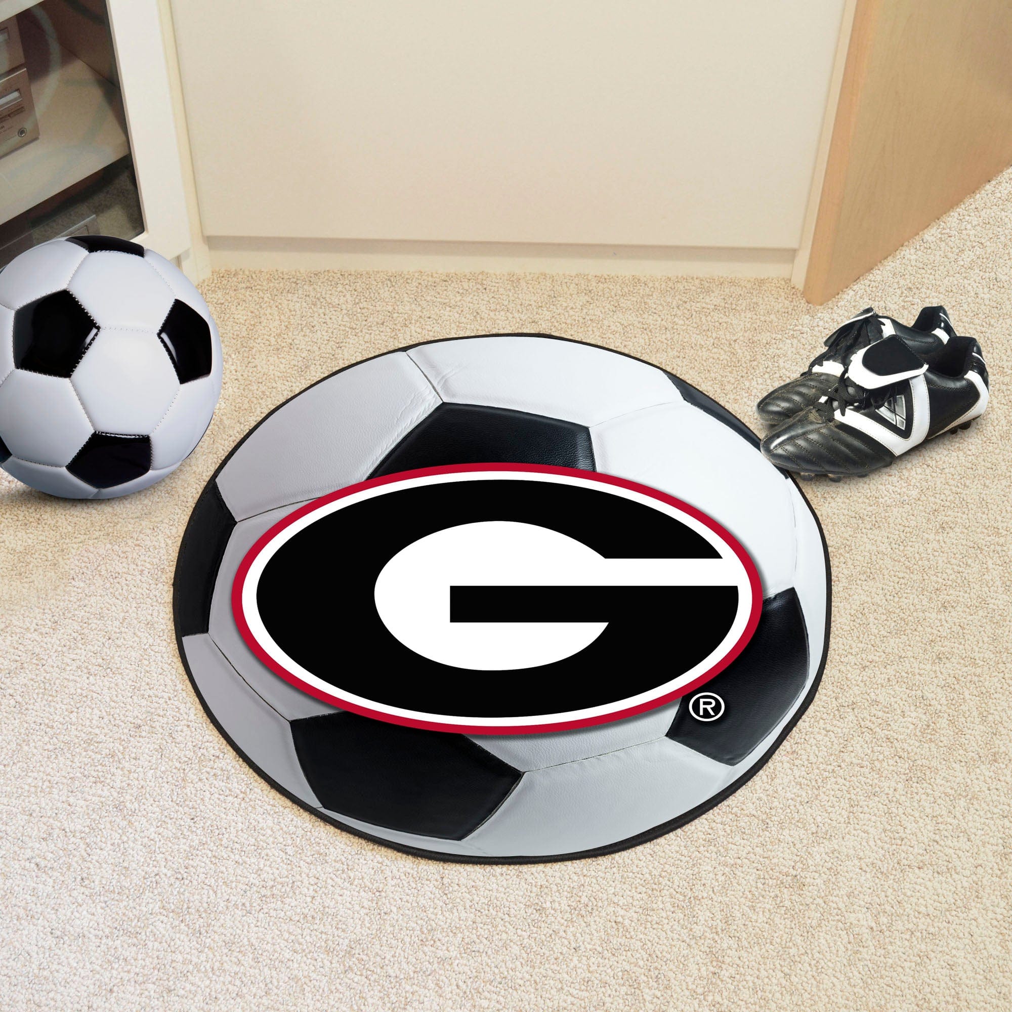 Georgia Bulldogs Soccer Ball Rug - 27in. Diameter - Georgia