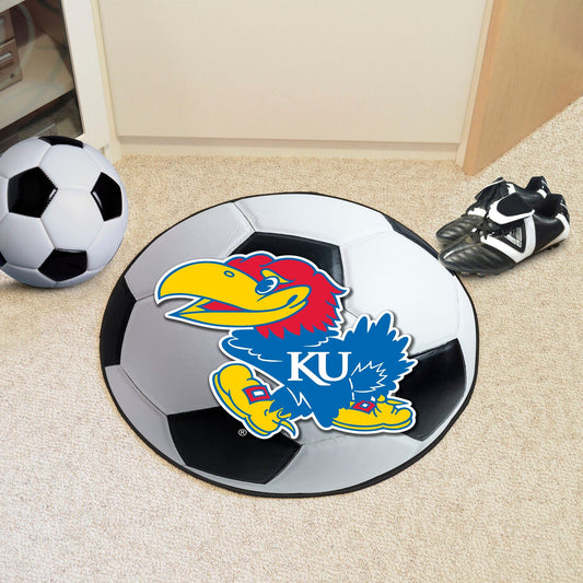 Kansas Jayhawks Soccer Ball Rug - 27in. Diameter - Kansas
