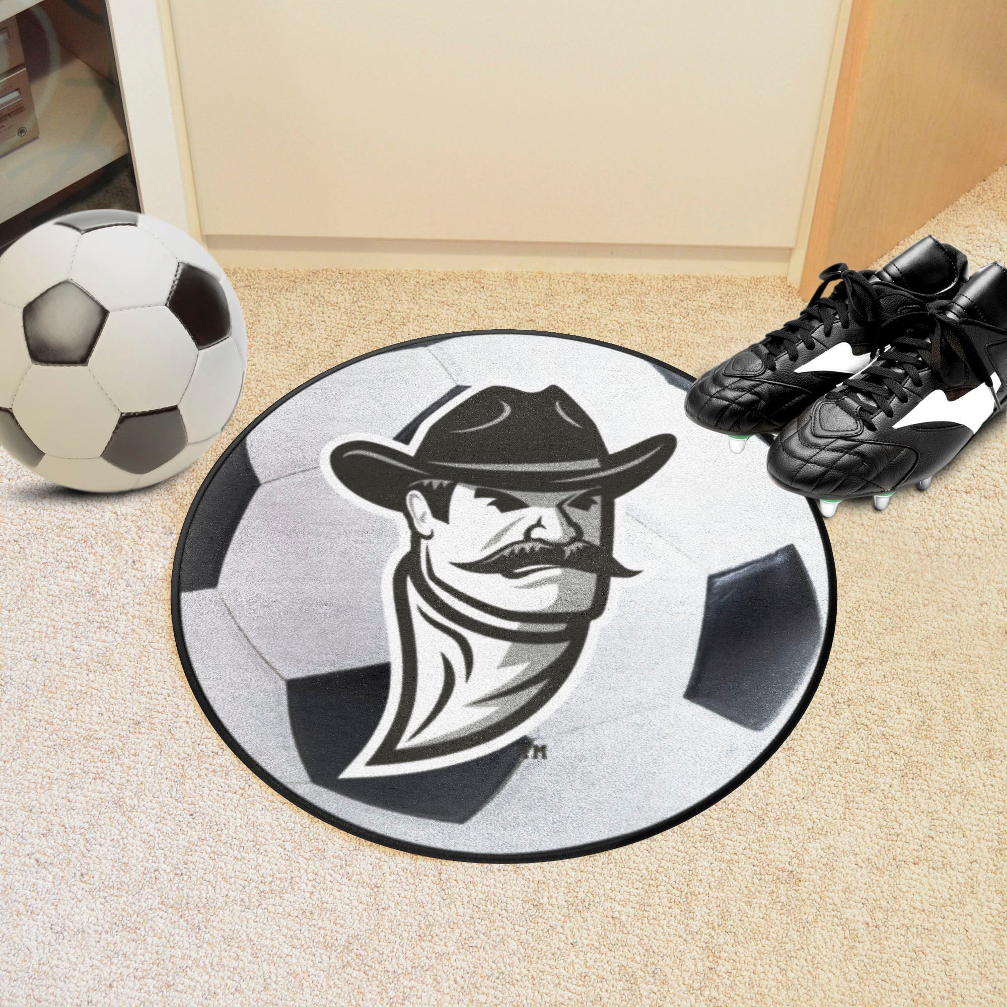 New Mexico State Lobos Soccer Ball Rug - 27in. Diameter - New Mexico State