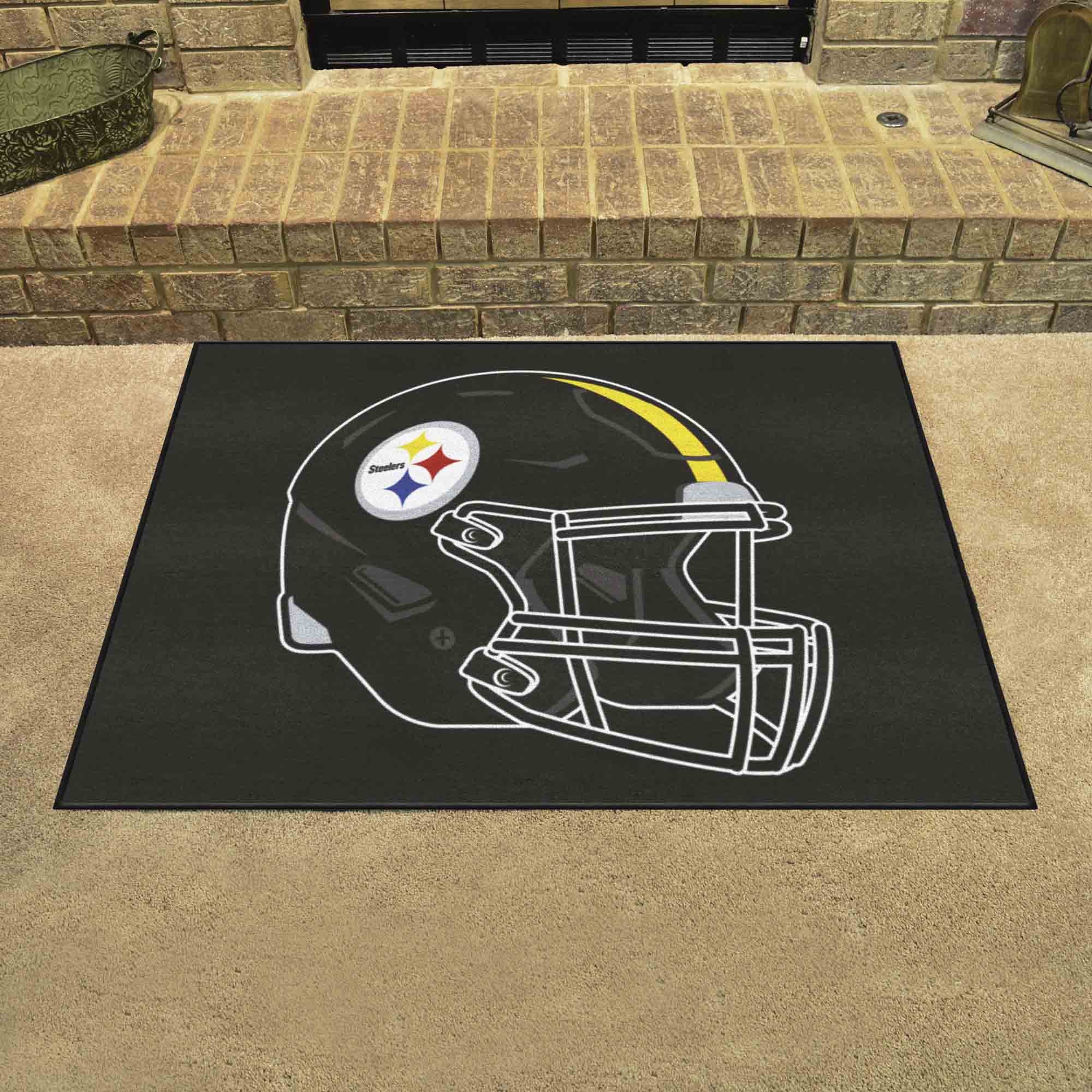 Pittsburgh Steelers All-Star Rug - 34 in. x 42.5 in., Helmet Logo - Pittsburgh Steelers