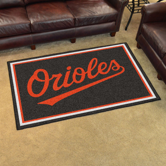 Baltimore Orioles 4ft. x 6ft. Plush Area Rug "Orioles" Logo - Baltimore Orioles