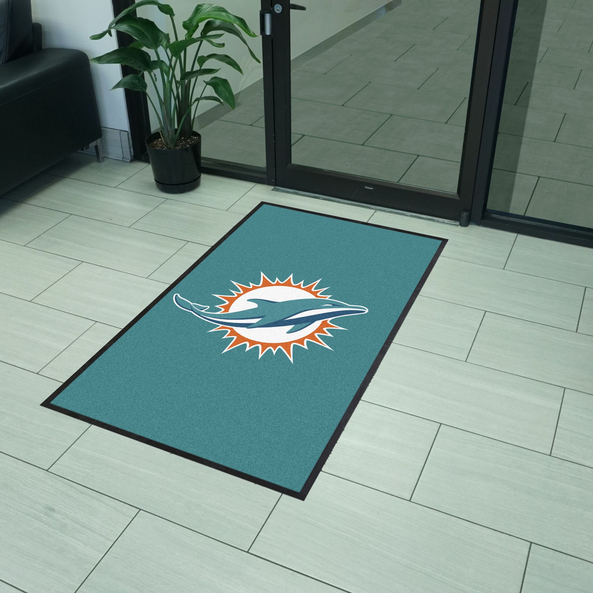 Miami Dolphins 3X5 High-Traffic Mat with Durable Rubber Backing - Portrait Orientation - Miami Dolphins