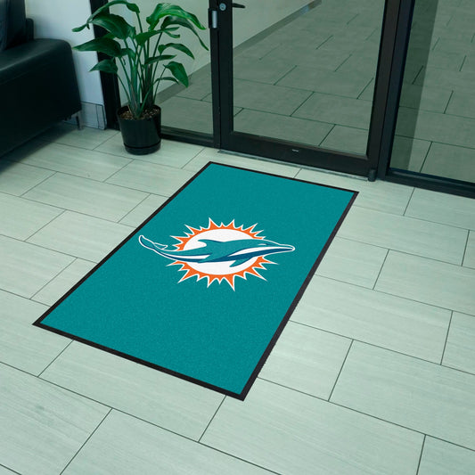 Miami Dolphins 3X5 High-Traffic Mat with Durable Rubber Backing - Portrait Orientation - Miami Dolphins