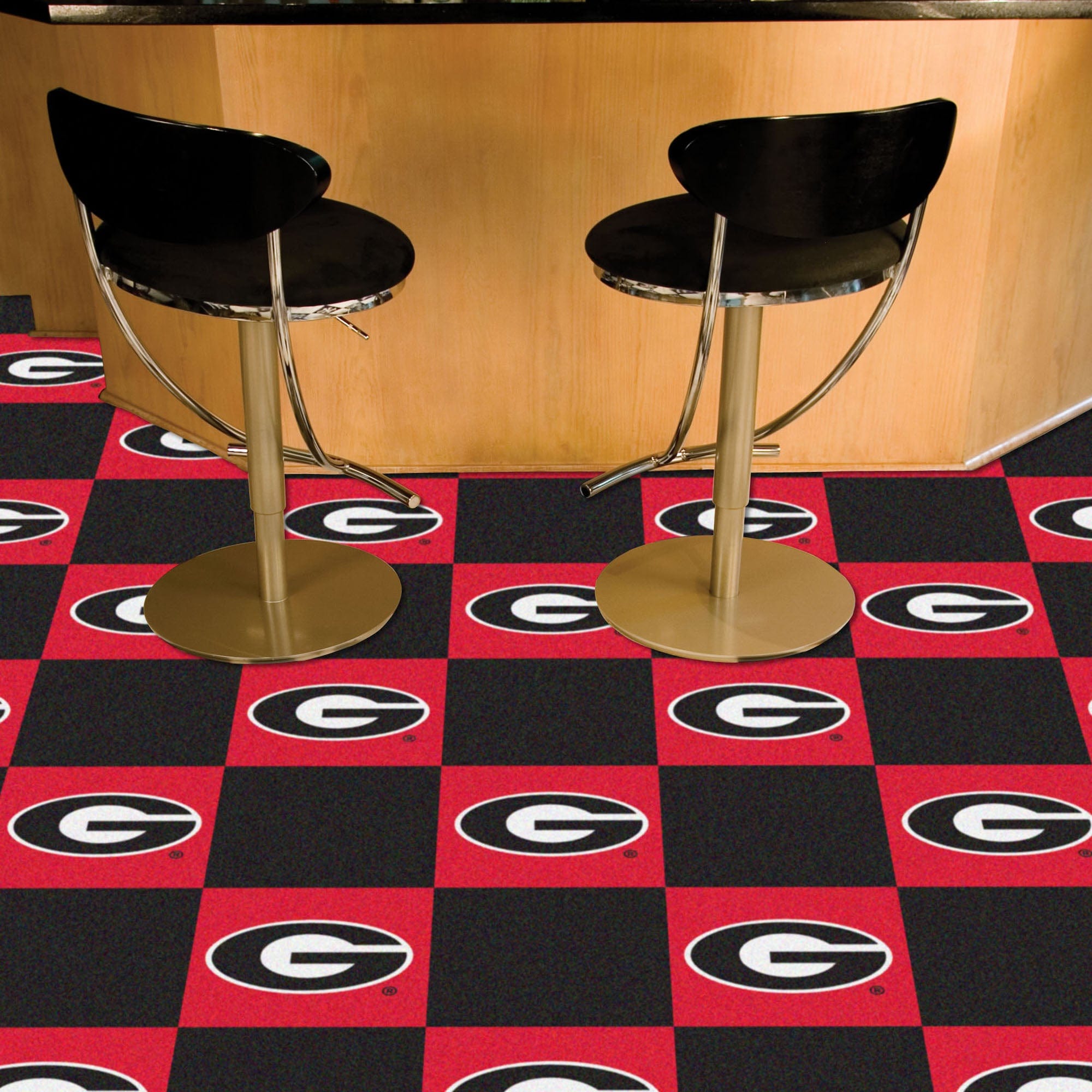 Georgia Bulldogs "G" Logo Team Carpet Tiles - 45 Sq Ft. - Georgia