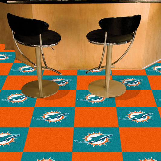 Miami Dolphins Team Carpet Tiles - 45 Sq Ft. - Miami Dolphins