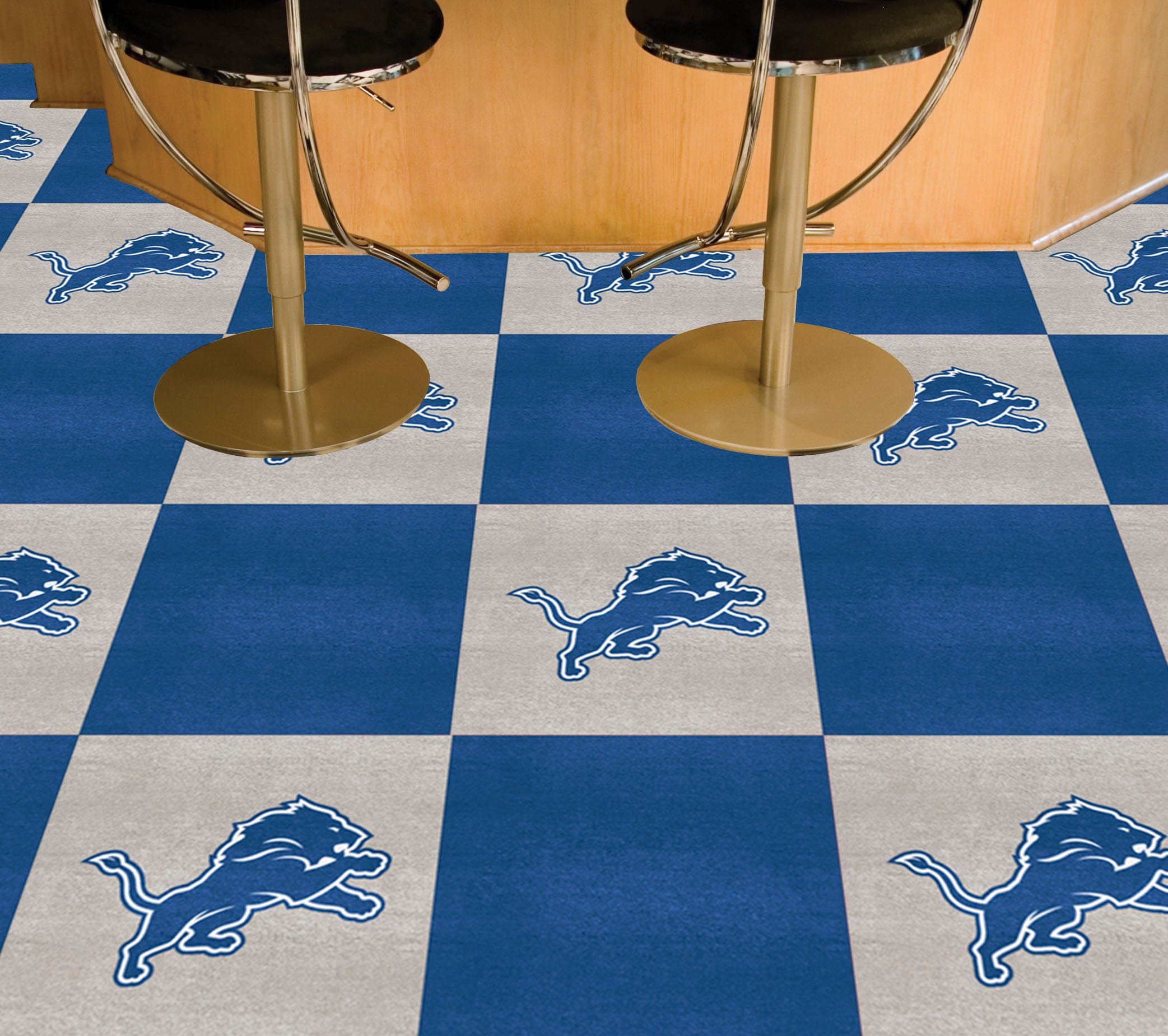 Detroit Lions Team Carpet Tiles - 45 Sq Ft. - Detroit Lions